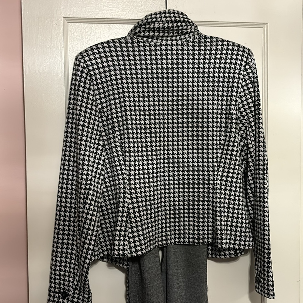 Cabi Houndstooth Open Front Jacket - Black And Wh… - image 2